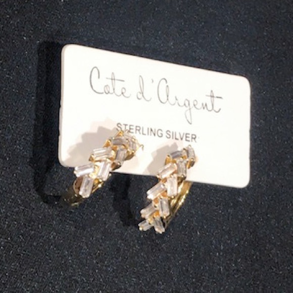 Cote d Argent Sterling Silver CZ Hoop Earrings - Picture 5 of 6